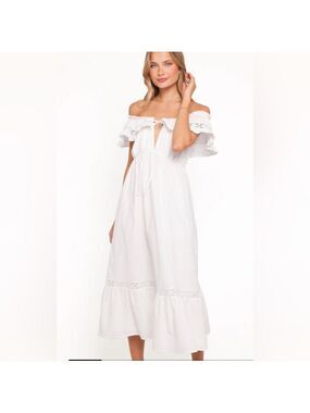 Petal + Pup The Janelle Floral Lace Off Shoulder Maxi Dress